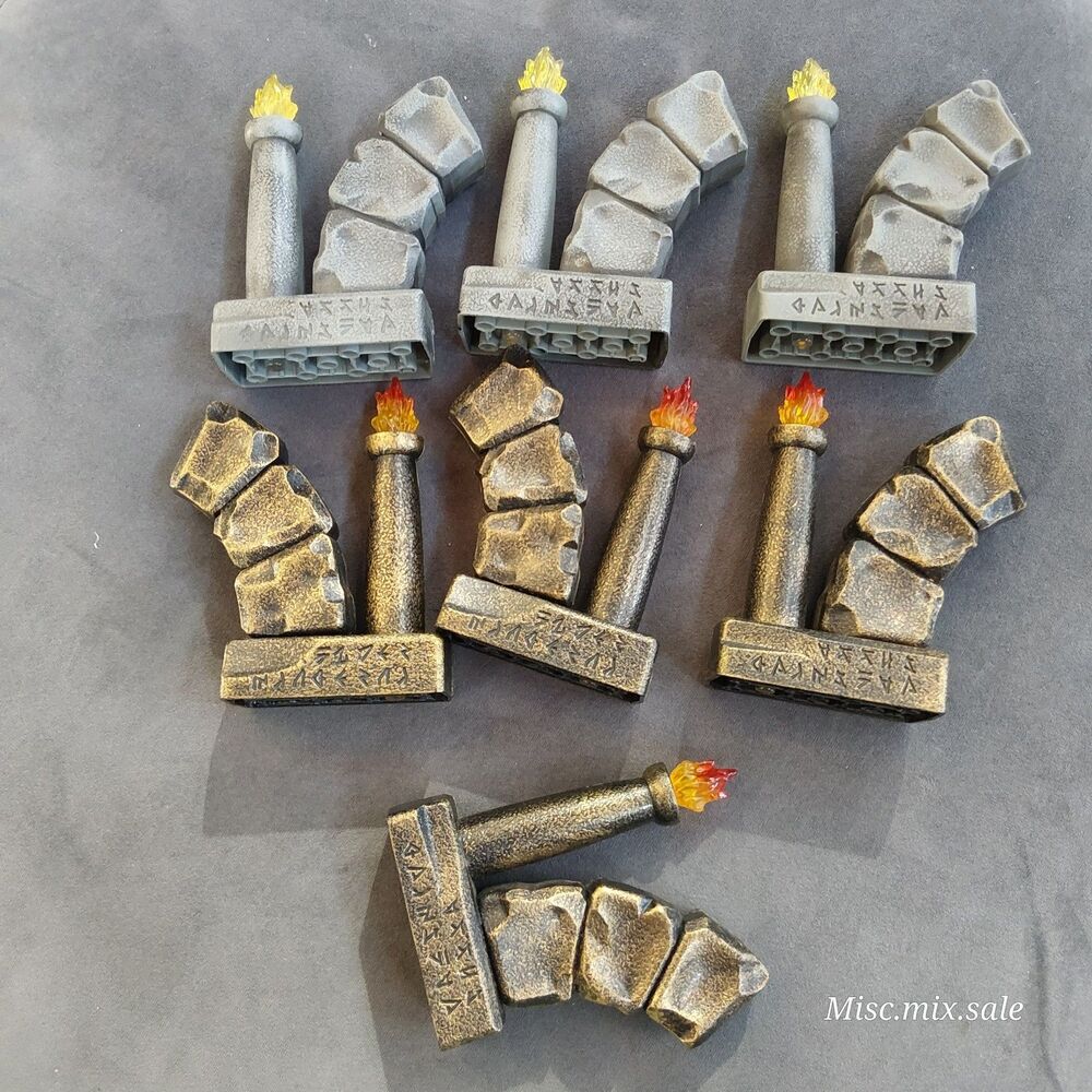 Mega Bloks Dragons & Pyrates Ruined Wall Torch Columns Lot 7PCS